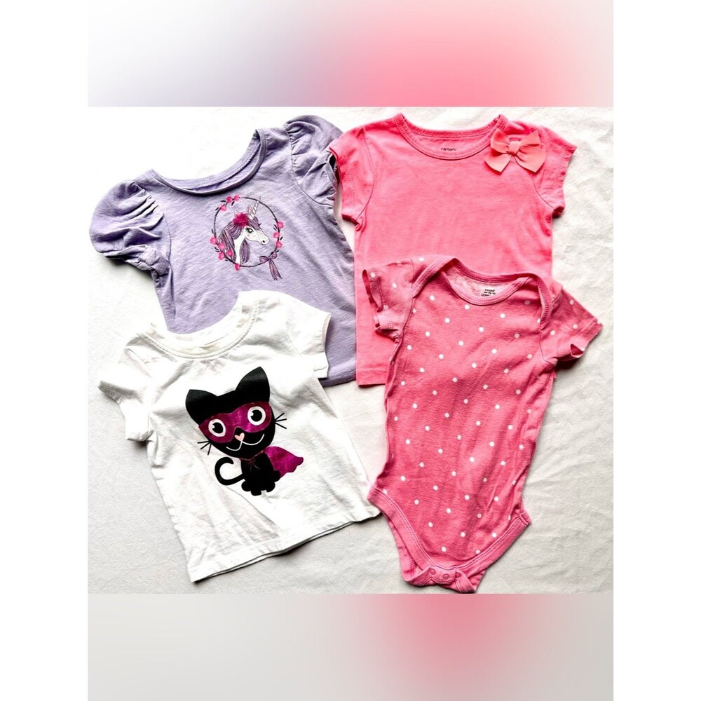Girls 12M Clothing Lot; Cherokee, Carter’s, Cat & Jack, Imagin 8 Tops & Bodysuit